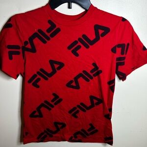 Fila Red and Black Kids Short Sleeve Tee